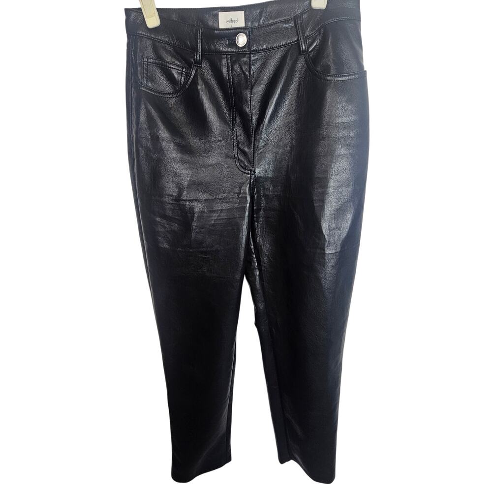 Wilfred Womens Black Faux Leather High Waist Pants 8 Chic Minimalist Going Out